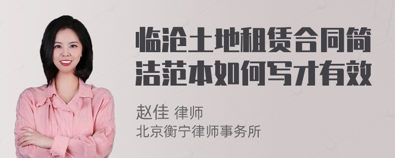 临沧土地租赁合同简洁范本如何写才有效