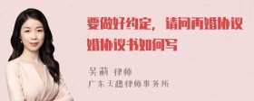 要做好约定，请问再婚协议婚协议书如何写