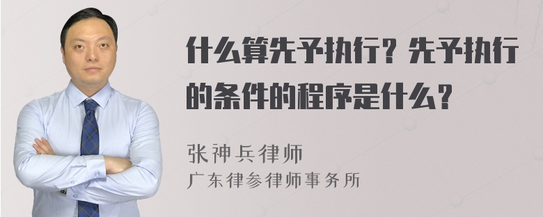 什么算先予执行？先予执行的条件的程序是什么？