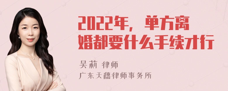 2022年，单方离婚都要什么手续才行