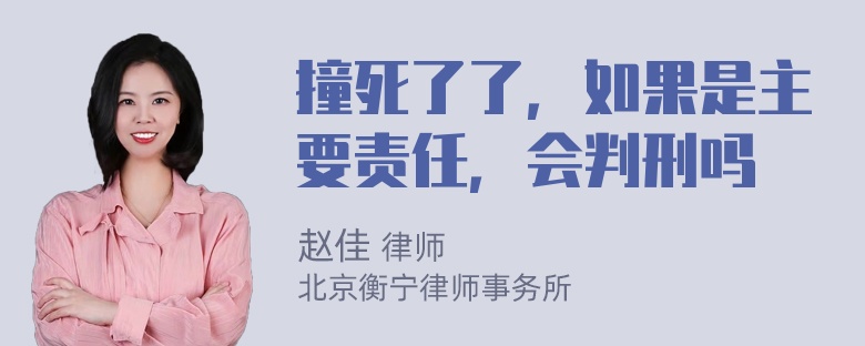 撞死了了，如果是主要责任，会判刑吗