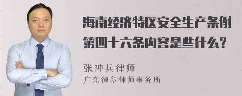 海南经济特区安全生产条例第四十六条内容是些什么？