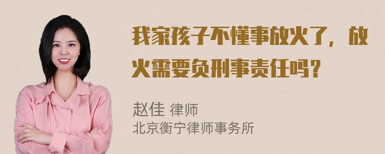 我家孩子不懂事放火了，放火需要负刑事责任吗？