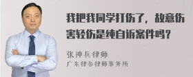 我把我同学打伤了，故意伤害轻伤是纯自诉案件吗？