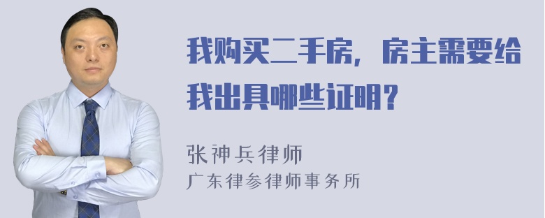 我购买二手房，房主需要给我出具哪些证明？