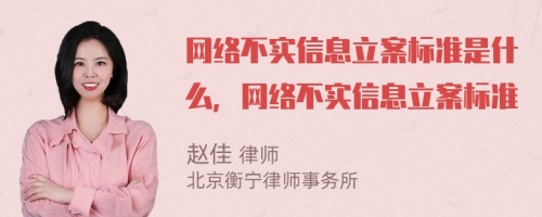 网络不实信息立案标准是什么，网络不实信息立案标准