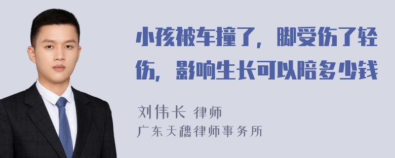 小孩被车撞了，脚受伤了轻伤，影响生长可以陪多少钱