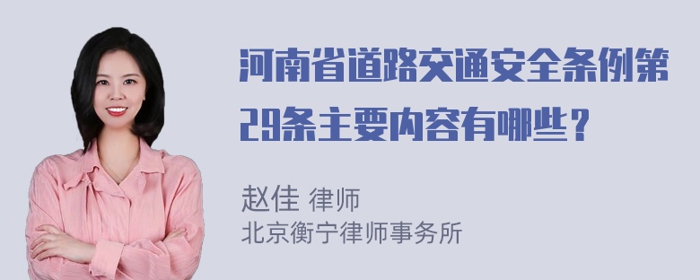 河南省道路交通安全条例第29条主要内容有哪些？