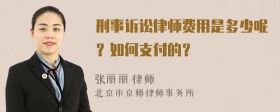 刑事诉讼律师费用是多少呢？如何支付的？