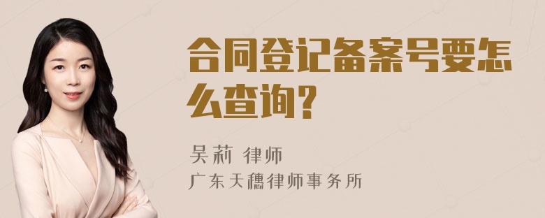 合同登记备案号要怎么查询？