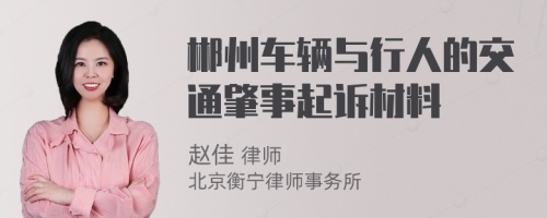 郴州车辆与行人的交通肇事起诉材料