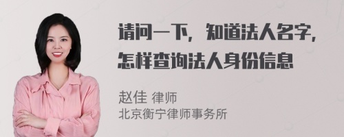 请问一下，知道法人名字，怎样查询法人身份信息