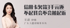 信用卡欠款3千元还不起我会不会被起诉