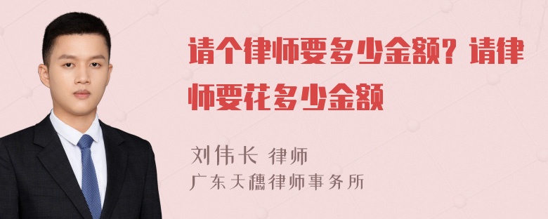 请个律师要多少金额？请律师要花多少金额