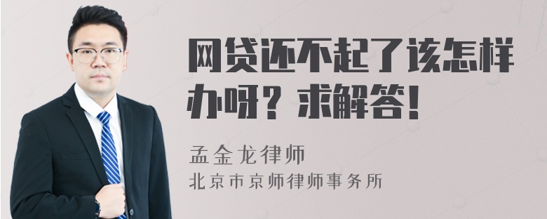 网贷还不起了该怎样办呀？求解答！