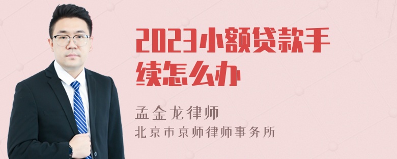 2023小额贷款手续怎么办