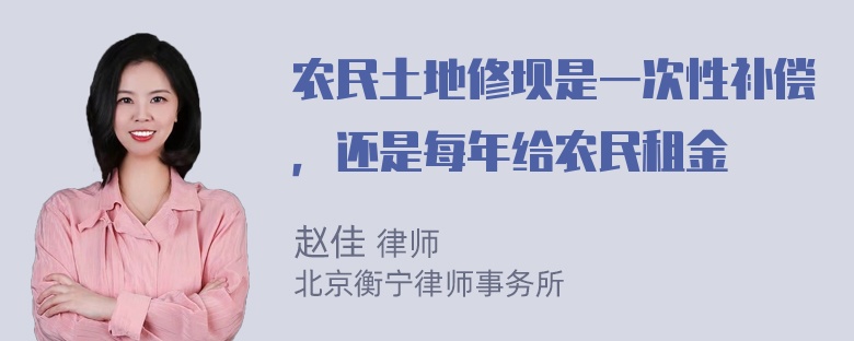 农民土地修坝是一次性补偿，还是每年给农民租金