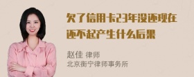 欠了信用卡23年没还现在还不起产生什么后果