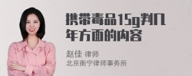 携带毒品15g判几年方面的内容