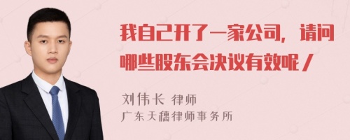 我自己开了一家公司，请问哪些股东会决议有效呢／