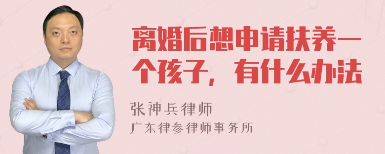 离婚后想申请扶养一个孩子，有什么办法