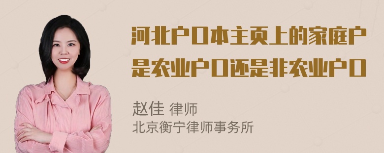 河北户口本主页上的家庭户是农业户口还是非农业户口