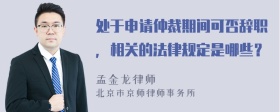 处于申请仲裁期间可否辞职，相关的法律规定是哪些？