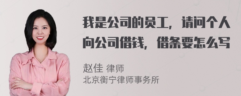 我是公司的员工，请问个人向公司借钱，借条要怎么写