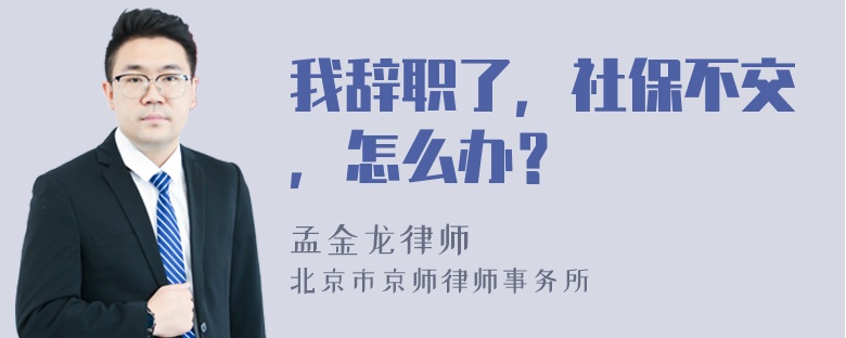 我辞职了，社保不交，怎么办？