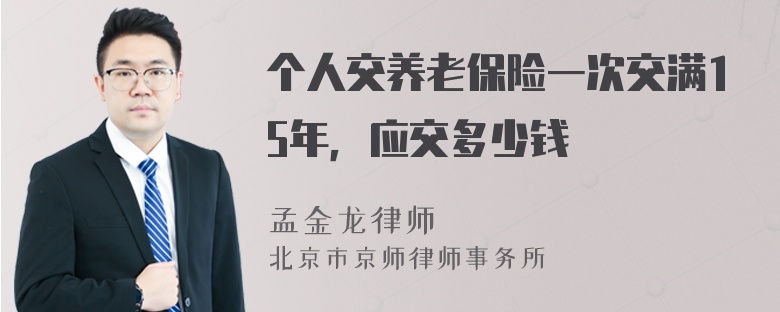 个人交养老保险一次交满15年，应交多少钱