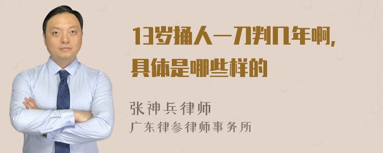 13岁捅人一刀判几年啊，具体是哪些样的