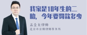 我家是10年生的二胎，今年要罚款多少