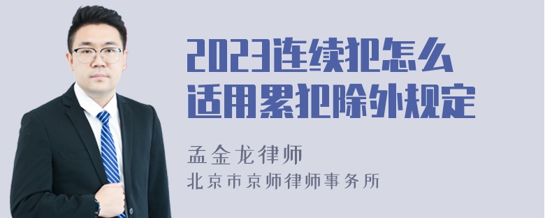 2023连续犯怎么适用累犯除外规定