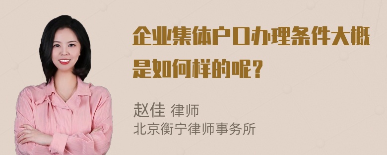 企业集体户口办理条件大概是如何样的呢？