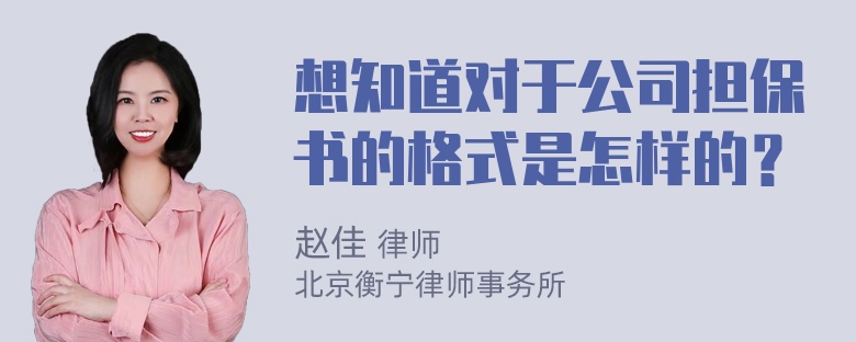 想知道对于公司担保书的格式是怎样的？