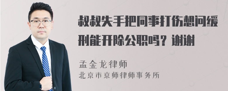 叔叔失手把同事打伤想问缓刑能开除公职吗？谢谢