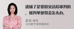 逮捕了是要移交法院审判的，被判单处罚金怎么办，