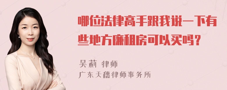 哪位法律高手跟我说一下有些地方廉租房可以买吗？