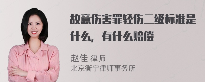 故意伤害罪轻伤二级标准是什么，有什么赔偿