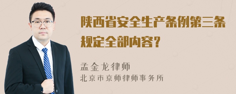 陕西省安全生产条例第三条规定全部内容？