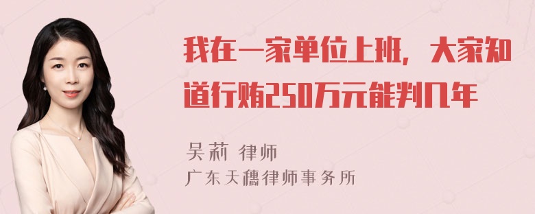 我在一家单位上班，大家知道行贿250万元能判几年