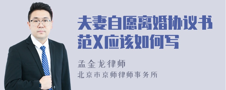 夫妻自愿离婚协议书范X应该如何写