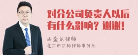 对分公司负责人以后有什么影响？谢谢！