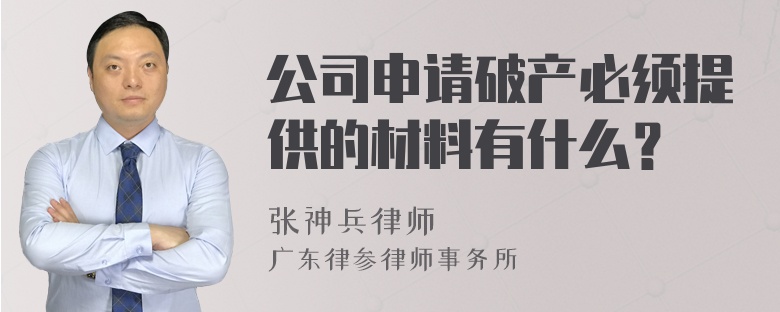 公司申请破产必须提供的材料有什么？