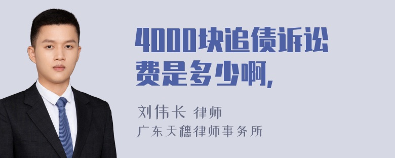 4000块追债诉讼费是多少啊，