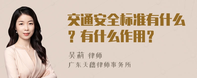 交通安全标准有什么？有什么作用？