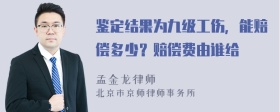 鉴定结果为九级工伤，能赔偿多少？赔偿费由谁给