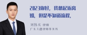 2023你好，我想起诉离婚，但是不知道流程，