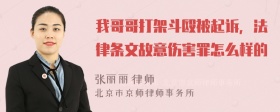 我哥哥打架斗殴被起诉，法律条文故意伤害罪怎么样的