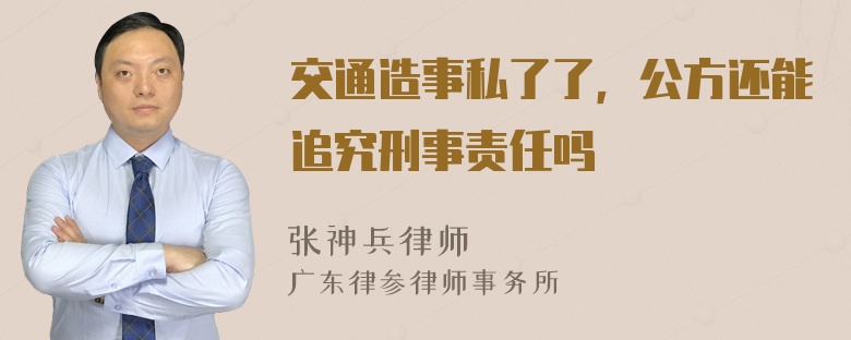 交通造事私了了，公方还能追究刑事责任吗